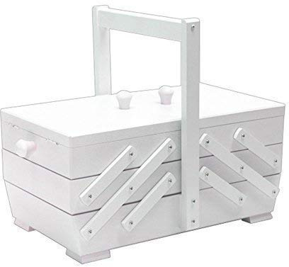 Echt Holzig Nähkästchen der Klassiker Buche/Weiss lackiert | Schöne Elegante Form | EIN Nähkasten zum verlieben