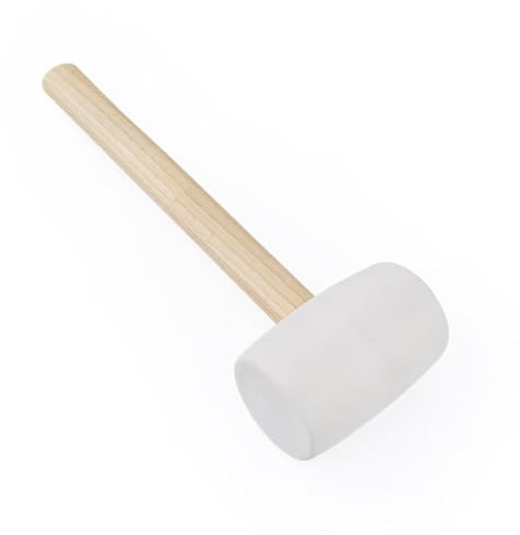 Gunpla Rubber Mallet - 8 oz Anti-Slip Wooden Handle Soft Double Face White Rubber Head Mallet for DIY, Tile Setting, Laminate Flooring Installs & More