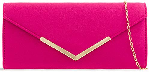 A2ZUKFashion Bolsos de mano de ante liso para mujer, para fiesta, graduación, noche, novia, bolso de mano, fucsia