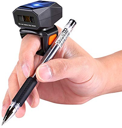 Eyoyo 1D Bluetooth Wearable Ring Barcode Scanner, Portable Bar Code Reader with 2.4GHz Wireless & USB Wired Connection Compatible with iPhone iPad Android iOS, for Book, Warehouse Inventory, Express