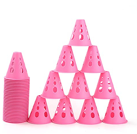Markierungskegel Weiche Kunststoff-Trainingskegel, Kinderfußball-Skating-Agility-Trainingskegel, multifunktionale Hilfsmarkierungskegel (Color : Pink, Size : 30pcs)