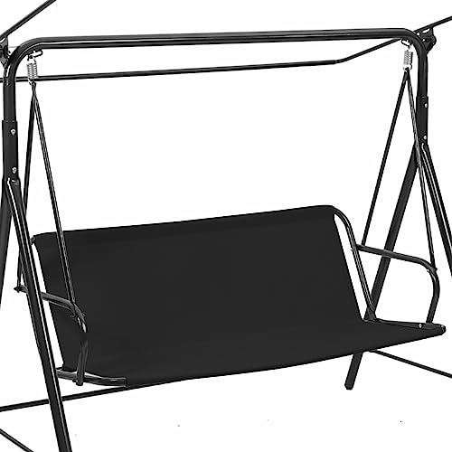 Ersättnings-gungstolsöverdrag, överdrag för sätena på hollywoodgunga, vattentätt sittöverdrag, stolsöverdrag, terrassgungkudde för trädgårdsgunga, gård, balkong (115 cm x 48 cm, svart)