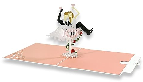 paperdora® 3D Pop-Up-Karte „Hochzeit“ mit Umschlag und Wachssiegel - Karte Glückwunschkarte Grußkarte Geschenkkarte Geschenk Gutschein