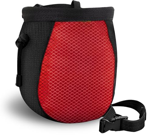 YERGOFE Climbing Chalk Bag - Small Chalk Bag Bouldering for Rock Climbing Chalk Pouch - Red