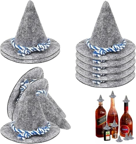 NOLACE 10 stycken grå miniseppelhatt, oktoberfest, hatt, liten filthatt, traditionell hatt, dekoration, bayersk dekoration, oktoberfest, dekoration, festdekoration, bordsdekoration, spridd dekoration,