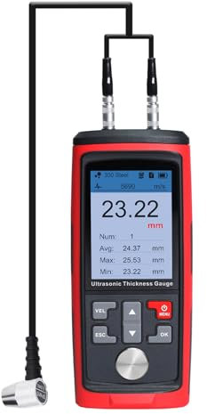 Medidor de Espesores por Ultrasonidos No Destructivo con Alarma, Almacenamiento de Datos y Software de PC para Metales, Vidrio y Plásticos