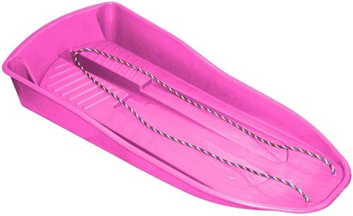 Easy Shopping Heavy Duty Colour Large Adults Kids Children Snow Sledges Toboggan Sledge Red Blue Pink Black With Rope Sled Play Snow Ice (Pink)