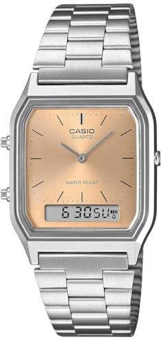 Casio AQ-230A-4AMQYDF Armbanduhr im Vintage-Stil, silberfarben