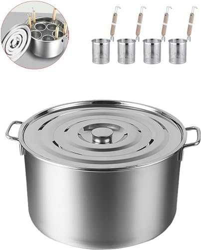 KUOYTT Olla para Espaguetis, con Divisor y colador, ollas para macarrones, Bolas de Masa hervida, 3/4/5/6 Agujeros, Herramienta de Cocina Comercial de Gran Capacidad para restaurantes (4