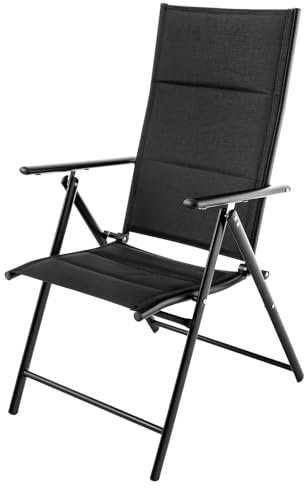 Riess Ambiente Outdoor Gartenstuhl Comfort LINE - anthrazit grau - zusammenklappbar verstellbar wetterfest Hochlehner Balkonstuhl