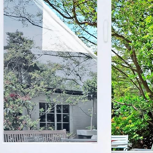 Vinilo Adhesivo para Cristales Efecto Espejo. Lámina Protección Solar de Ventanas. Pegatina Oscura para Vidrios. Polarizado Doméstico Unidireccional. Uso Doméstico y Profesional. 80X300 CM