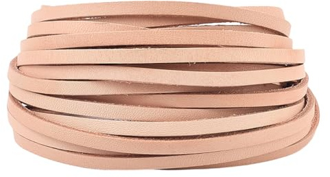 GORGECRAFT äkta läderremsor 5 m x 4 mm platt läderband av narvläder 2 mm tjock flätad tråd för halsband armband smyckestillverkning skosnören gör-det-själv hantverk rökiga