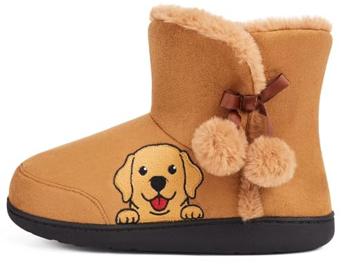 GURGER Chaussons Bottines Femme avec Motif Cartoon Mignon Animaux – Chat & Chien