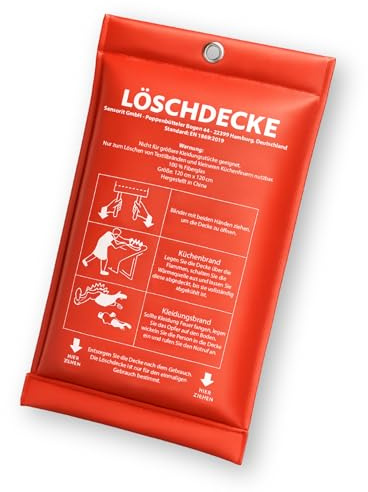 120x120 cm Löschdecke für Zuhause, Haus und Küche, Notfall Ausrüstung: Löschdecke Küche, Feuerlöschdecke Brandschutzdecke für Fettbrände, Auto, Kamin - Gute Ergänzung zu Feuerlöscher