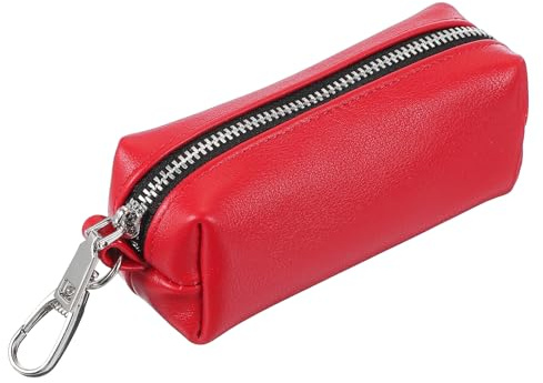 QUARKZMAN Portefeuille en Cuir pour Pièces Porte-Clés en Cuir Rouge
