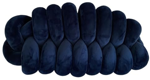 XIUsheUA Cojín Anudado a Mano Cojín de Nudo Hoja, cojín Planta, Cojines Bonitos, Felpa Anudada, Almohada Lumbar estética(Dark Blue)