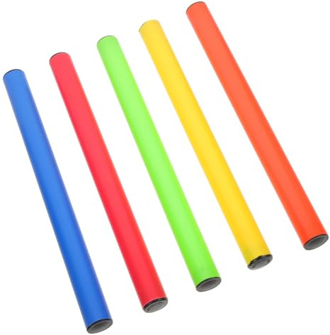JOINPAYA 5pcs Lightweight Track and Field Relay Sticks Set with Anti-skid Surface for School Competition and Boys and Girls Race Training, Reusable Sports for Athletics Events