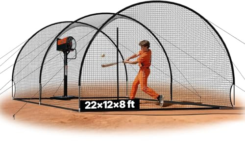 VEVOR Jaula de Bateo 6780 x 3700 x 2400 mm, Red de Béisbol y Sóftbol Autosoportante y Portátil, con Agujero para Máquina de Lanzamiento, Plástico Reforzado con Vidrio, Entrenamiento Exterior Interior