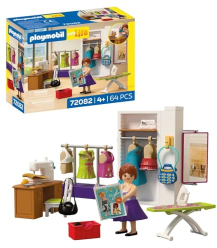Playmobil MyLife Créatrice de Mode, Atelier de Couture avec Machine à Coudre et 6 Tenues, Stimule la créativité, Jouet pour Enfants à partir de 4 Ans, 72082