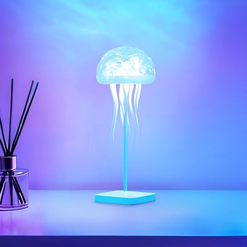 Nzkeuf Lampada a forma di medusa, proiettore di onde dell'oceano con meduse, luce notturna USB, lampada d'atmosfera con tentacoli danzanti, proiettore da soffitto a 7 colori, luci settentrionali