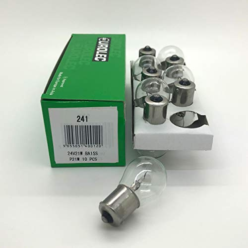 10 x Eurolec 241 P21W 24v 21w BA15S Brake Tail Indicator Reverse Fog Light Bulb - Truck Lorry
