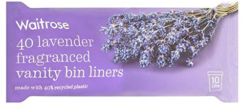 WAITROSE 50 Lavender Fragranced Vanity Waste Bin Liners, 445mm x 460mm, 10 Litres