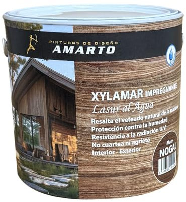 Lasur impregnante al agua Xylamar acabado mate, reviste y protege la madera. No forma pelicula. (750 ml, NOGAL)