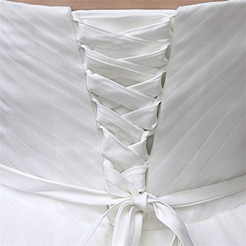 bobeini - Vestido de Novia de 118 Pulgadas con Cremallera de Repuesto, corsé Ajustable, Juego de Espalda con Cordones, Cintas de satén para Vestido de Noche de Banquete Nupcial, Color Blanco