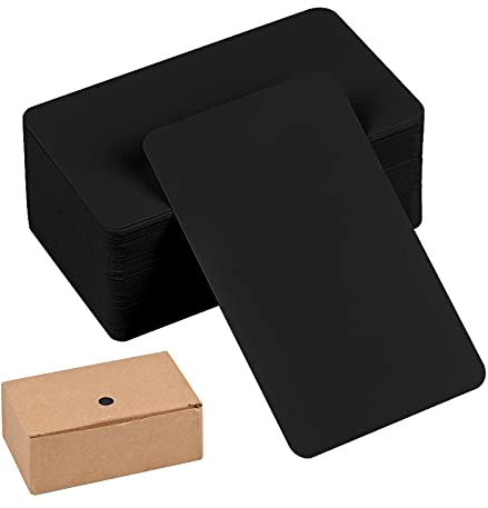 100 Stück Blanko-Karten, Kraftpapier, Karton, Etiketten, DIY, leere Kraftkarte, zum Basteln, Graffit und Nachrichten, 89 x 52 mm (schwarz)