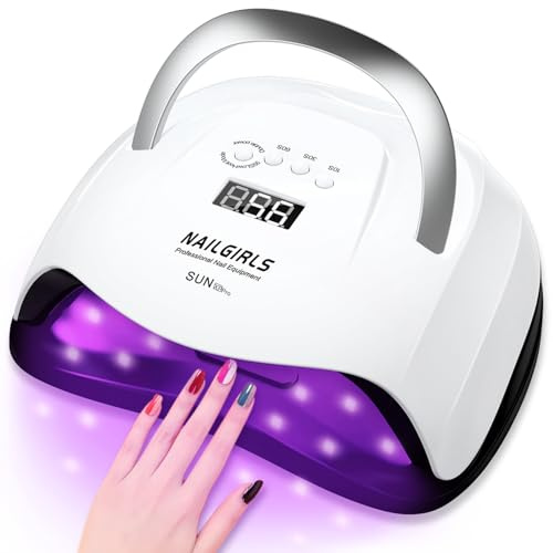 LED UV Nail Lamp, NAILGIRLS 168W Fast UV Light for Gel Nail Polish, Professional Curing Lamp with 4 Timer Setting Auto Sensor, Nail Dryer for Fingernail and Toenail Home Salon Use, Nail Art Tools