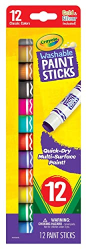 Crayola Quick Dry Paint Sticks (12ct), Washable Paint Set for Kids, School Supplies, Teacher Gifts