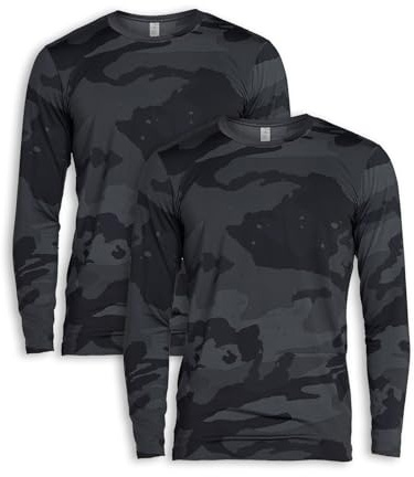 LAPASA Camiseta Termica Hombre Manga Larga Cuello Redondo Ropa Interior de Invierno Top Thermal Ligero/Cálido/Extra Cálido M09/M26/M55,M,Camuflaje Gris Oscuro(Ligero: 2 Paquetes)