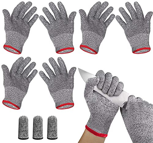 Gant Anti Coupure 3 Paires, Protection Performante De Niveau 5 Alimentairegant Anti Coupure Cuisine Gants Protections Gant Anti Chaleur Gants De Travail, Comprend 3 Doigtiers Résistants Aux Coupures