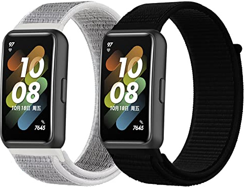 Keecuty 2 Stycken Armband för Band 7 - Nylon Justerbart Kardborrband Ersättningsarmband Sport Loop Soft Kompatibelt