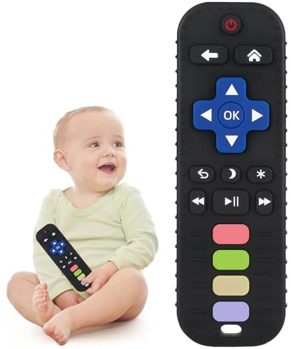 WUJUN Baby Teether Toy Chew Toy for Babies TV Remote Control Shape Black