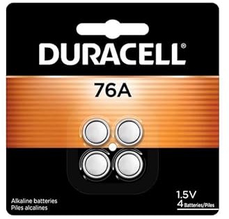 DURACELL Alkaline 76A LR44 1.5 Volt Medical Battery 4 pk - Total Qty: 6; Each Pack Qty: 4; Total Items Rec: 24