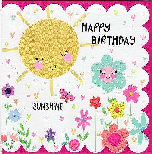 Belly Button Designs Biglietto Compleanno Embossing Fantasioso Glow Serie Colori Vivaci con Busta Abbinata Alta Qualità