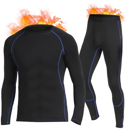 SIMIYA Thermounterwäsche Herren, warme Funktionsunterwäsche Skiunterwäsche Set, Winter Lange unterwäsche und Unterhosen mit Innenfleece für Männer (Schwarz, XL)
