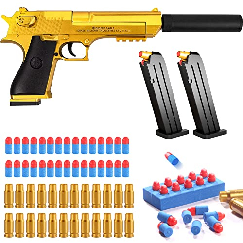 Desert Eagle, Pistola de Juguete, Pistola de Espuma, Juguete de Pistola de Bala Suave de Espuma, Regalos de cumpleaños para niños, Modelo de Pistola de simulación (Oro)