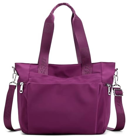 DEEVORCA Moda Borse A Tracolla Donna Semplice Casuale Viaggio Borse A Spalla Multitasche Borsa Lavoro Shopping Multifunzionale Grande Nylon Impermeabile Borsetta Borsa Messenger Viola