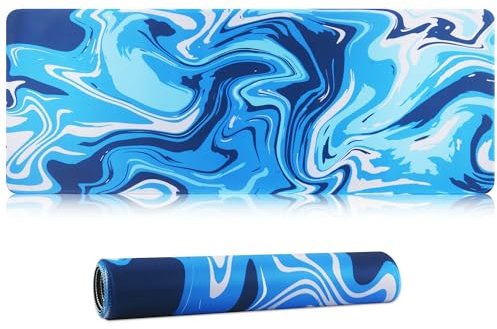 HoYiXi Gaming Tappetino Mouse Sottomano Superficie Liscio Base in Gomma Antiscivolo Mouse Mat Tappetino per Mouse in Soft Cloth XXL 800 x 300 x 3 MM, blue