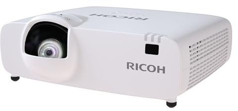 RICOH PJ WUL5A40ST Compact 3LCD Laser Projector | 4500 Lumens | 1920x1200 WUXGA w/4K Input | Short Throw Lens Projects 1.69-4.82 ft | 55-150 Screen | 360° Install | Up to 30k hrs | 16W Speaker
