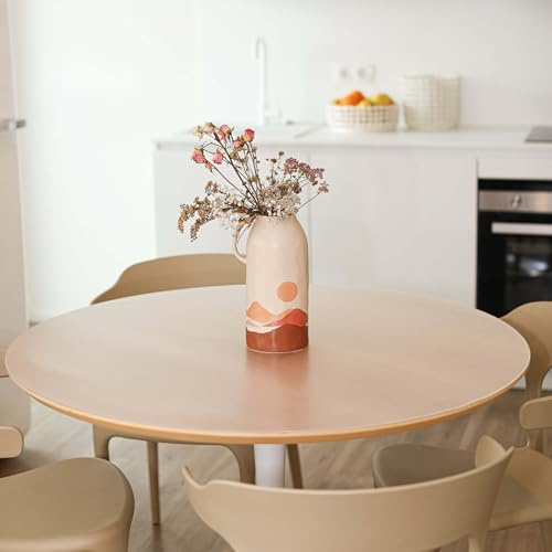 Profolio Tischfolie Rund & Leicht Transparent mit abgeschrägter V-Kante - Feinmattierte Tischdecke als Schutz ohne Luftblasen - Matte 2mm Folie für Ihren Tisch - 70cm Durchmesser - Größe Wählbar