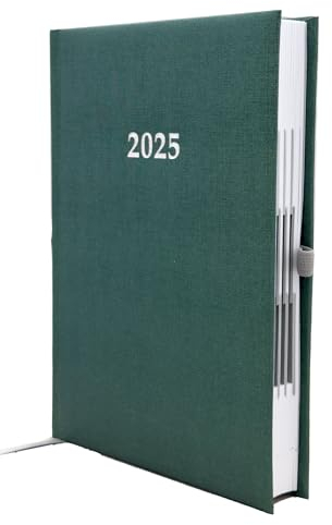 2025 Buchkalender Chefplaner A5 1 Tag 1 Seite auch sonntags grün metallic