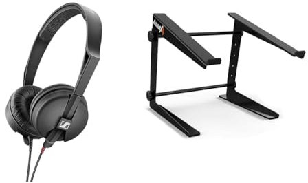 Sennheiser HD 25 Auriculares DJ Supraaurales Ligeros & Audibax Top-5 - Soporte para Portátil - Stand para Ordenador para Cabina DJ o Estudio