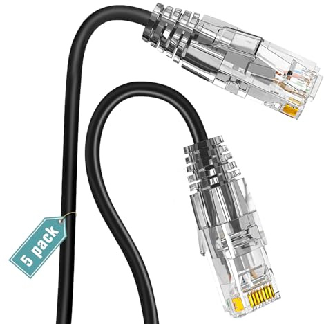 Ercielook Cat6a patchkabel 0,3 m (5 st), Cat6a Lan-kabel, 10Gbps 550MHz höghastighets nätverkskabel, 28AWG rent koppar kort Ethernet-kabel för patchpanel/nätverksskåp