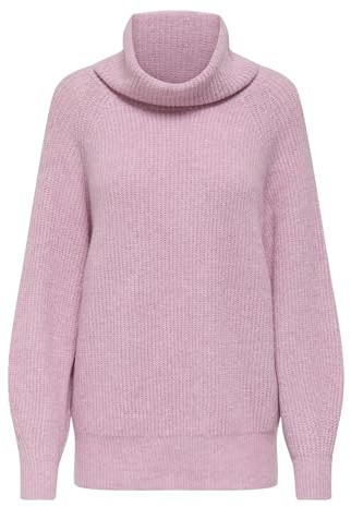 ONLY Loose Rollneck KNT Onlwhitney Ls Pull Ample à col roulé, Mauve Mist, M Femme