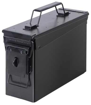 YSKMLOLP Ammo Can&Ammo case Storage Box,Lithium Battery Metal Storage Box,Fireproof/Waterproof/Airtight/Used for Lithium Battery And Ammo Storage (Black, 280 * 96 * 180mm)