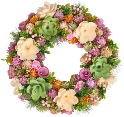Summer Wreath Wooden Garland Ornament Evergreen Wreaths (Thistle)