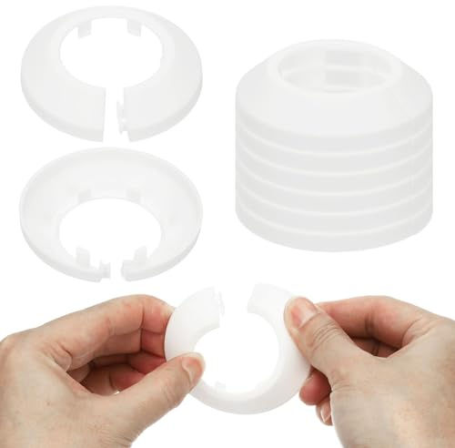 PATIKIL 35 mm VVS skyddsplattor, 9 st väggdelad fläns rörskydd dekoration täckbricka platta krage fläns vattenrör skydd dekoration PP-plast för vägg rör rör, vit